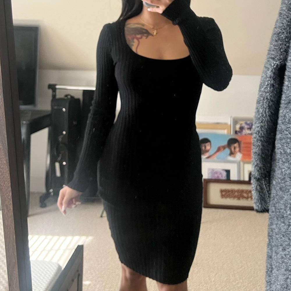 Black Ribbed Dress